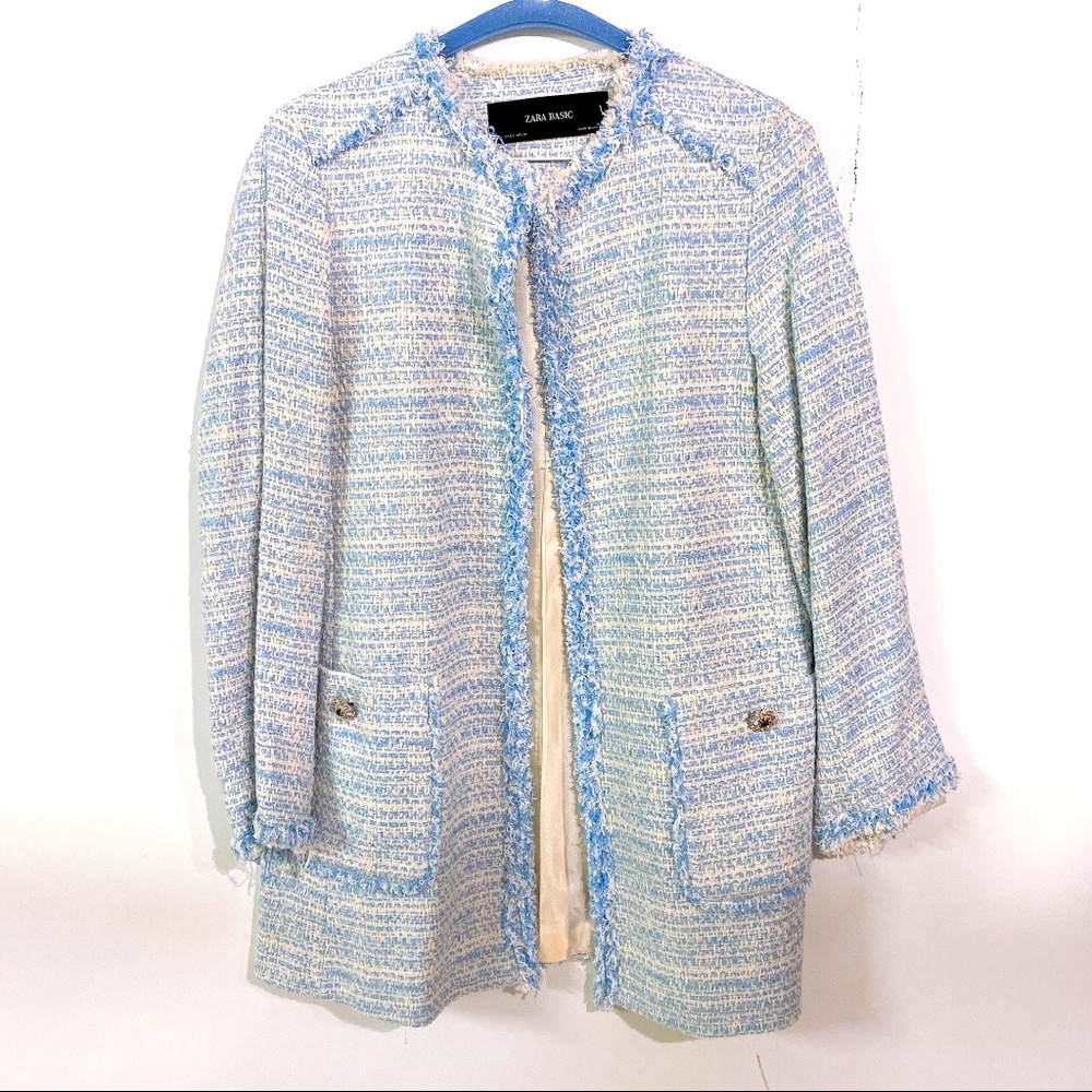 Zara blue tweed jacket